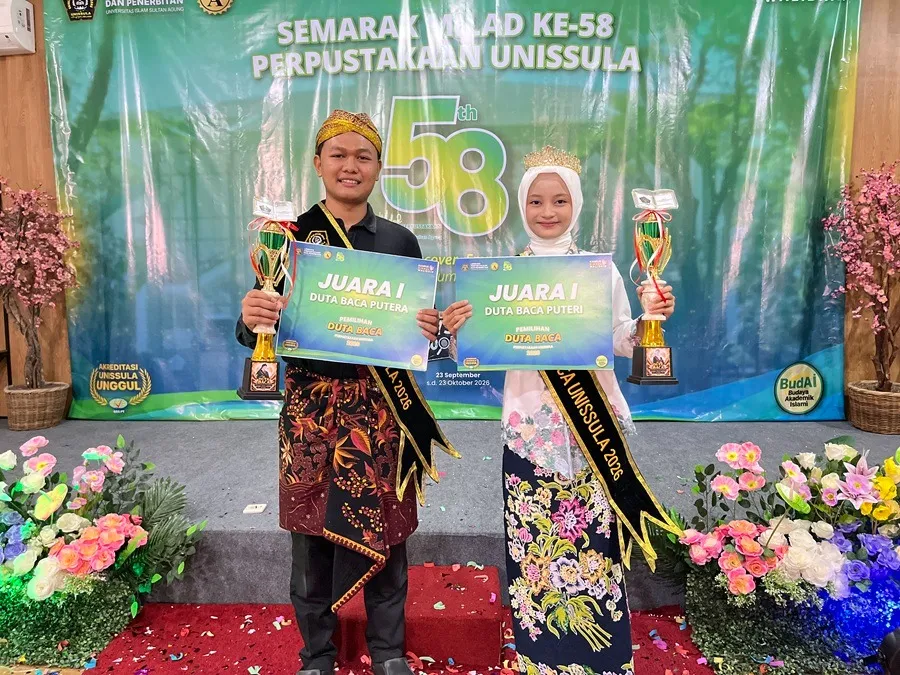 Thoriqul Huda and Dzakiyatil Baroroh, Unissula Reading Ambassadors 2026